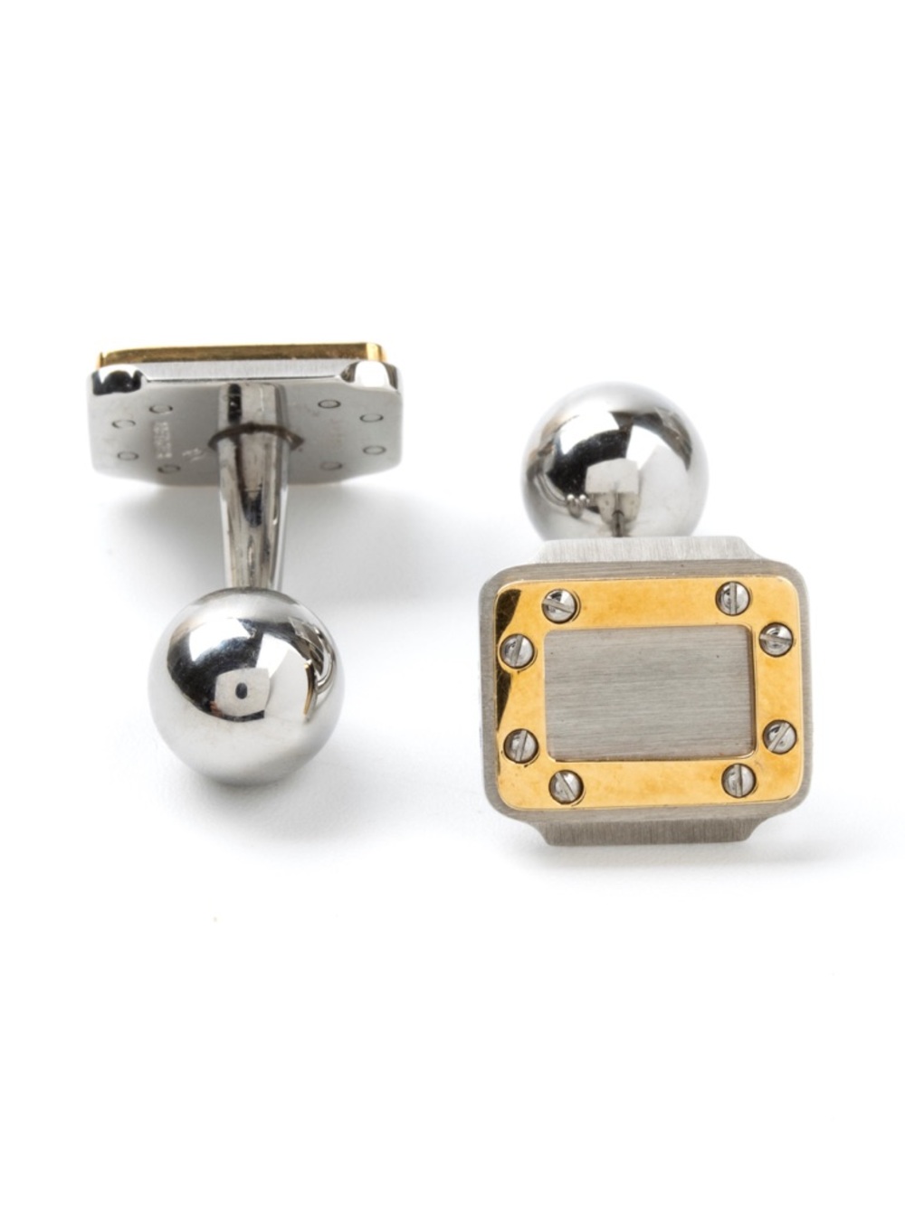 Cartier Santos Two-Tone Steel and 18k Gold Cuff Links